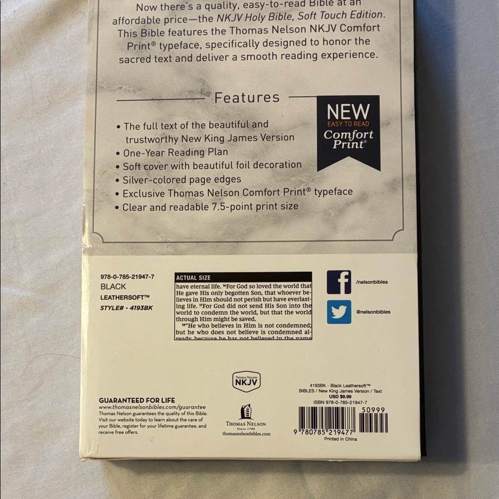 SOLD NKJV Holy Bible King James Soft Touch Edition By Thomas Nelson - Picture 8 of 16